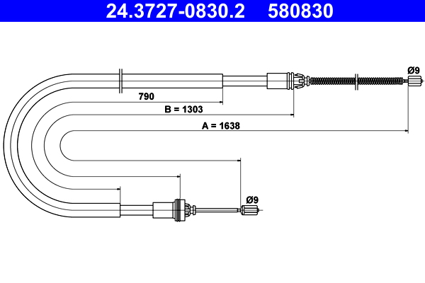 Cable, parking brake - 24.3727-0830.2 ATE