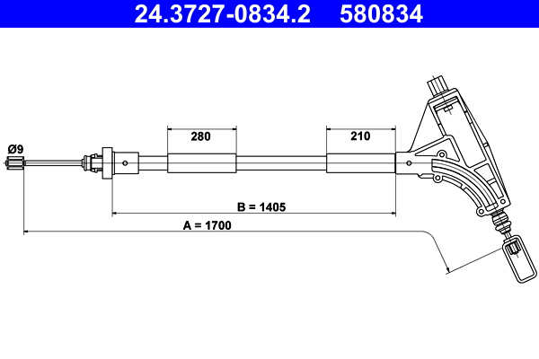 Cable, parking brake - 24.3727-0834.2 ATE