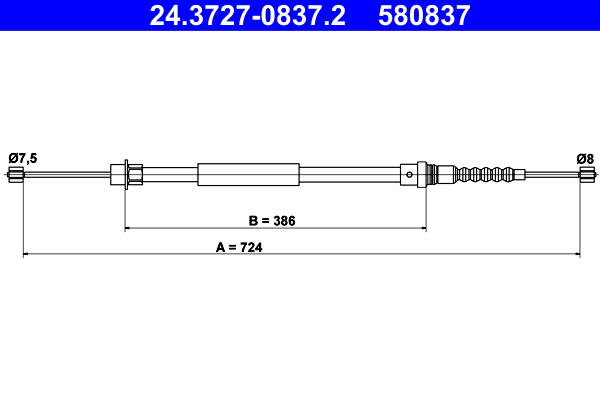 Cable, parking brake - 24.3727-0837.2 ATE