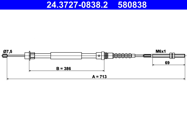 Cable, parking brake - 24.3727-0838.2 ATE
