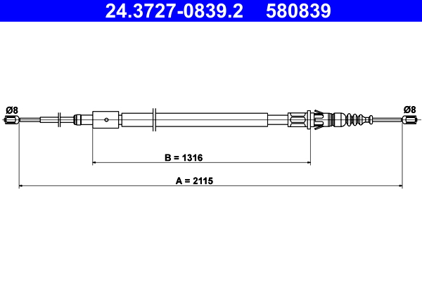 Cable, parking brake - 24.3727-0839.2 ATE