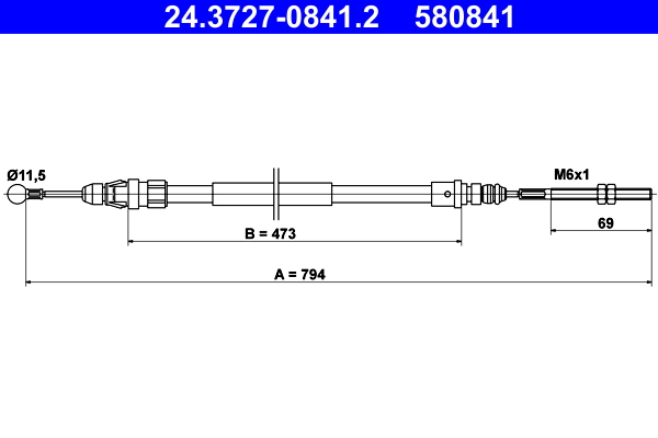 Cable, parking brake - 24.3727-0841.2 ATE