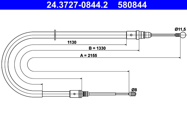Cable, parking brake - 24.3727-0844.2 ATE