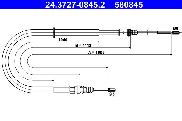 Cable, parking brake - 24.3727-0845.2 ATE