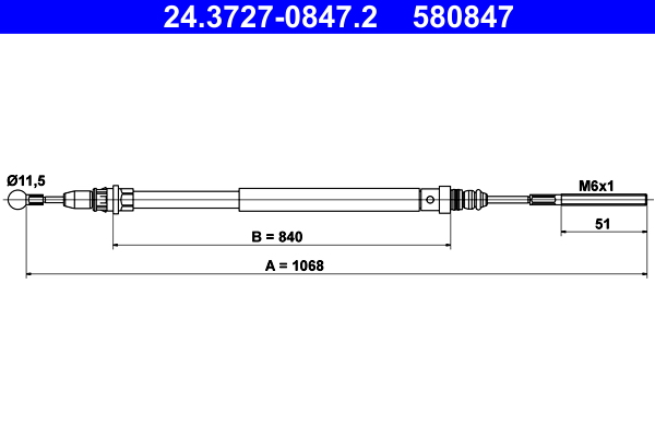 Cable, parking brake - 24.3727-0847.2 ATE