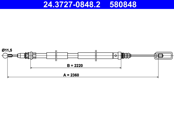 Cable, parking brake - 24.3727-0848.2 ATE