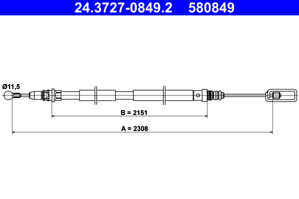 Cable, parking brake - 24.3727-0849.2 ATE