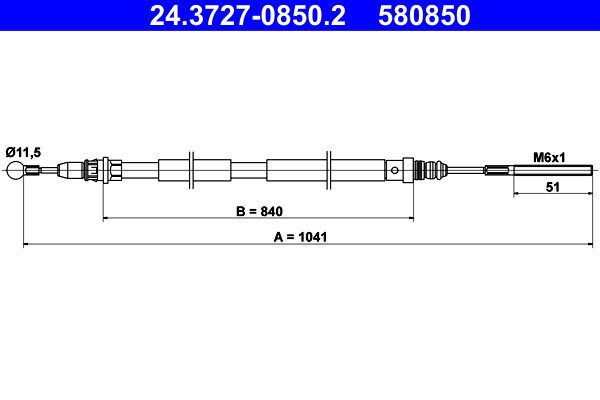 Cable, parking brake - 24.3727-0850.2 ATE