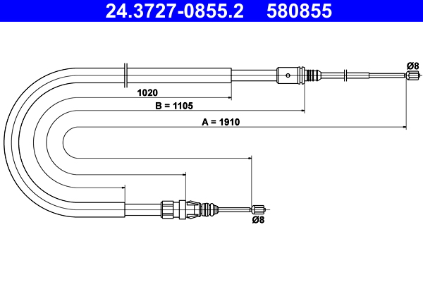 Cavo comando, Freno stazionamento - 24.3727-0855.2 ATE