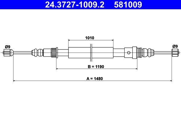 Cable, parking brake - 24.3727-1009.2 ATE