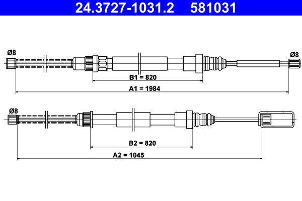 Cable, parking brake - 24.3727-1031.2 ATE