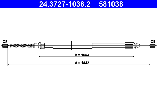 Cable, parking brake - 24.3727-1038.2 ATE