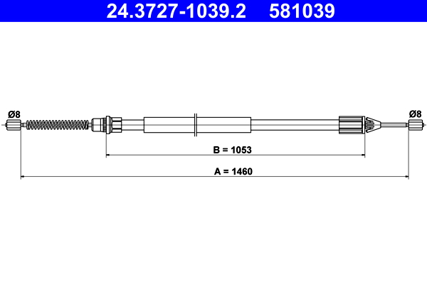 Cable, parking brake - 24.3727-1039.2 ATE