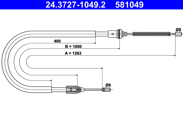 Cavo comando, Freno stazionamento - 24.3727-1049.2 ATE