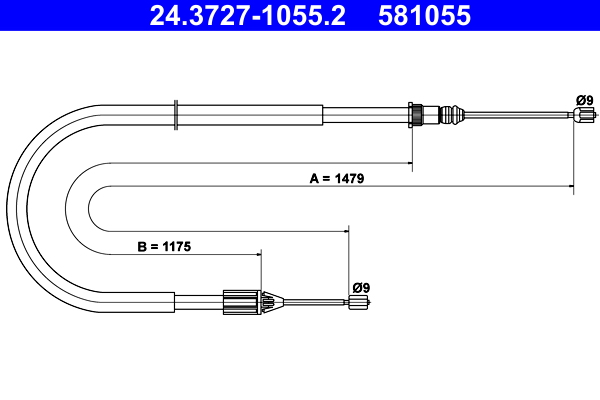Cable, parking brake - 24.3727-1055.2 ATE