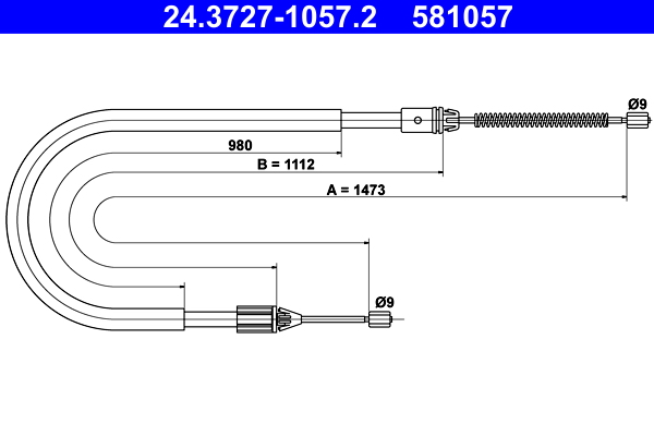 Cable, parking brake - 24.3727-1057.2 ATE