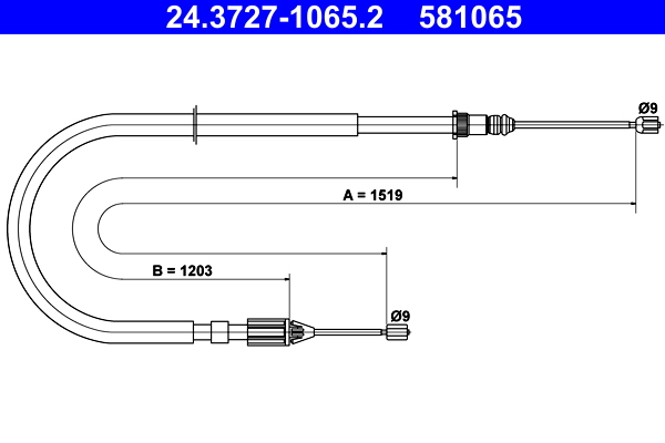 Cable, parking brake - 24.3727-1065.2 ATE