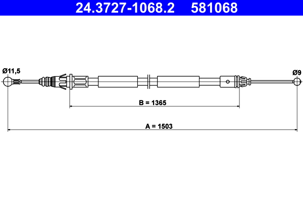 Cable, parking brake - 24.3727-1068.2 ATE