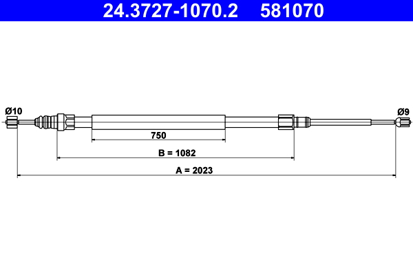 Cable, parking brake - 24.3727-1070.2 ATE