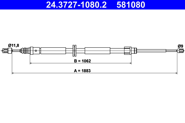 Cable, parking brake - 24.3727-1080.2 ATE