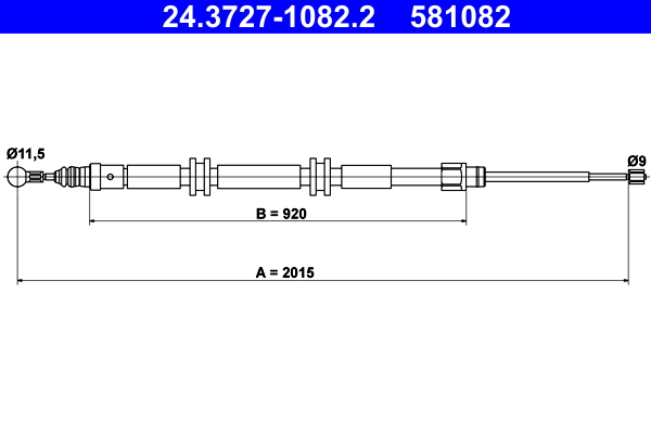 Cable, parking brake - 24.3727-1082.2 ATE