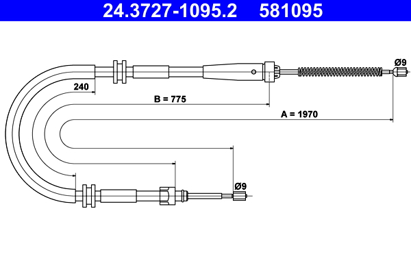 Cavo comando, Freno stazionamento - 24.3727-1095.2 ATE