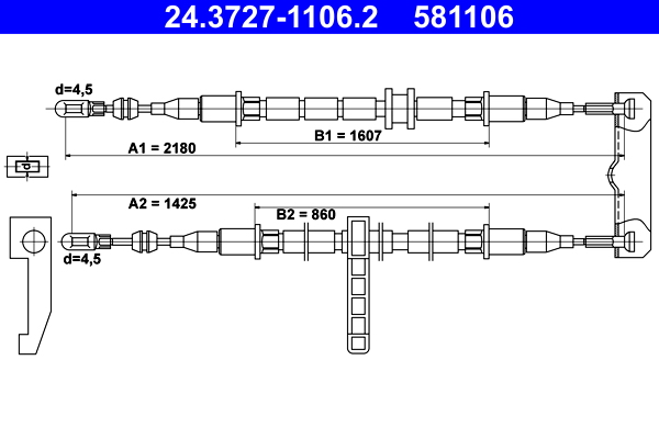 Cable, parking brake - 24.3727-1106.2 ATE