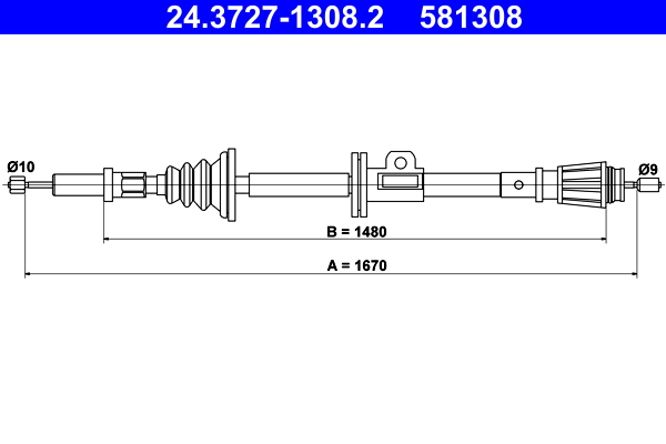 Cable, parking brake - 24.3727-1308.2 ATE