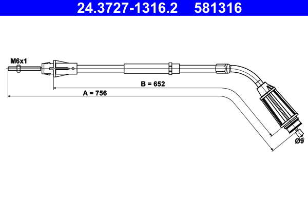 Cable, parking brake - 24.3727-1316.2 ATE
