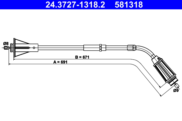 Cable, parking brake - 24.3727-1318.2 ATE