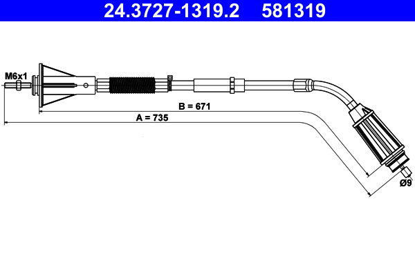 Cable, parking brake - 24.3727-1319.2 ATE