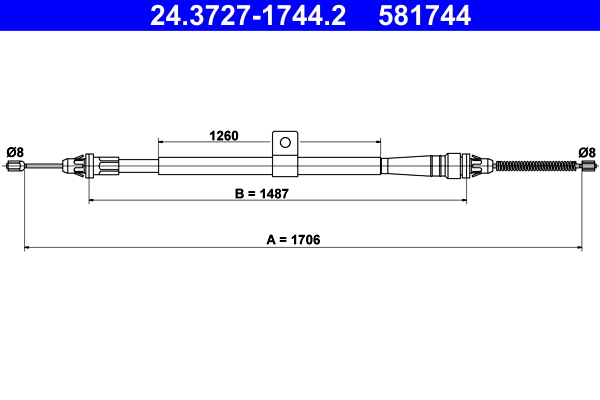 Cable, parking brake - 24.3727-1744.2 ATE