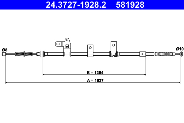 Cable, parking brake - 24.3727-1928.2 ATE