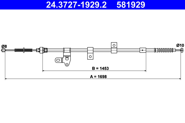 Cable, parking brake - 24.3727-1929.2 ATE