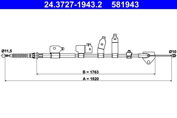 Cable, parking brake - 24.3727-1943.2 ATE