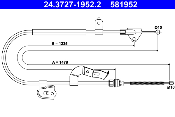 Cable, parking brake - 24.3727-1952.2 ATE