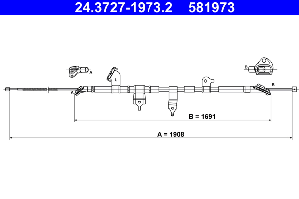 Cavo comando, Freno stazionamento - 24.3727-1973.2 ATE