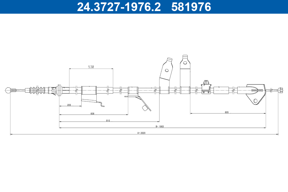 Cavo comando, Freno stazionamento - 24.3727-1976.2 ATE