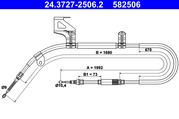 Cable, parking brake - 24.3727-2506.2 ATE