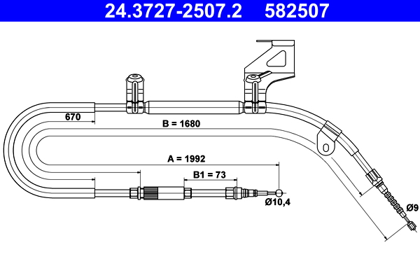 Cable, parking brake - 24.3727-2507.2 ATE