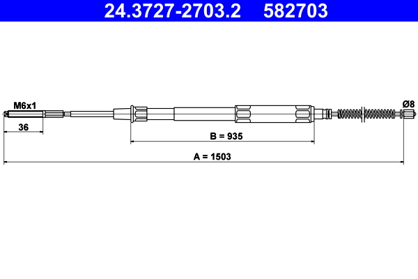 Cavo comando, Freno stazionamento - 24.3727-2703.2 ATE