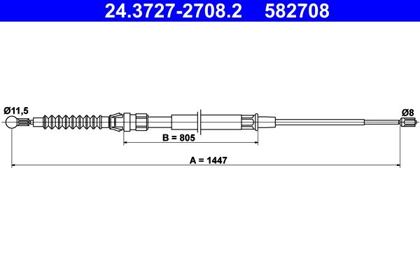 Cable, parking brake - 24.3727-2708.2 ATE