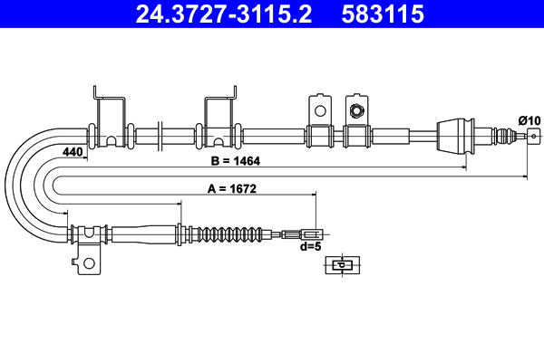 Cable, parking brake - 24.3727-3115.2 ATE