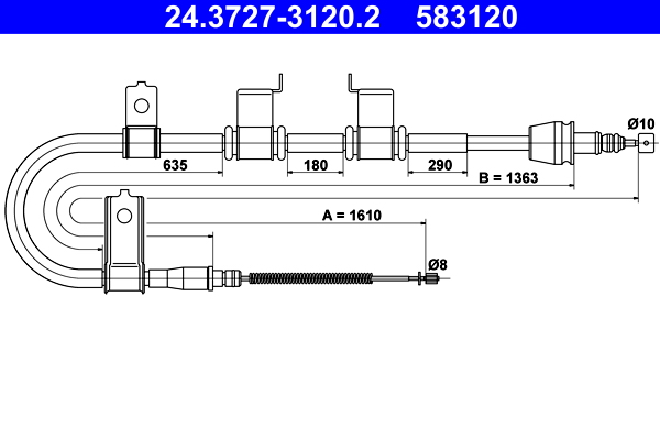 Cable, parking brake - 24.3727-3120.2 ATE