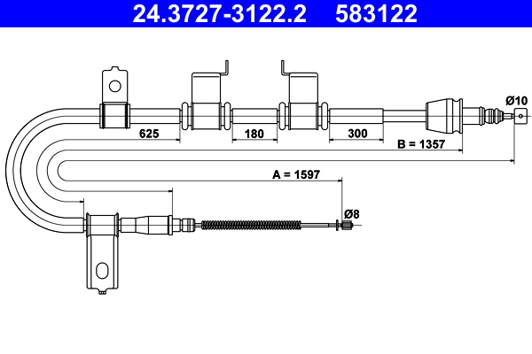 Cable, parking brake - 24.3727-3122.2 ATE