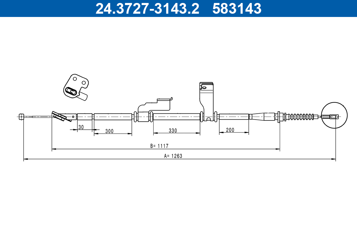 Cavo comando, Freno stazionamento - 24.3727-3143.2 ATE