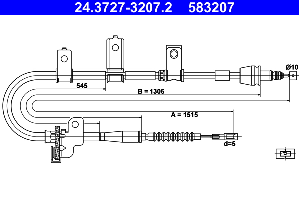 Cavo comando, Freno stazionamento - 24.3727-3207.2 ATE