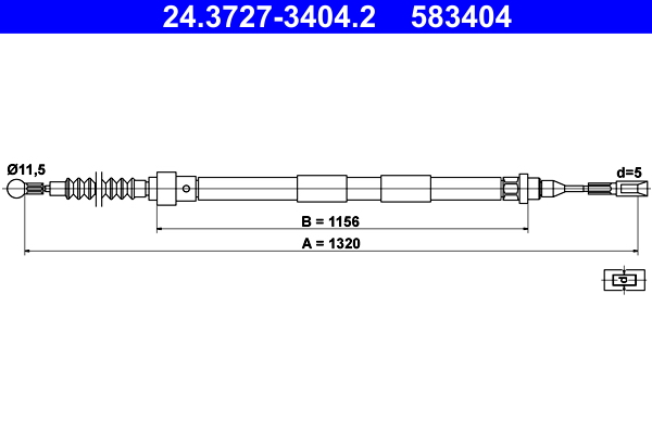 Cavo comando, Freno stazionamento - 24.3727-3404.2 ATE