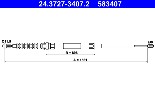 Cavo comando, Freno stazionamento - 24.3727-3407.2 ATE