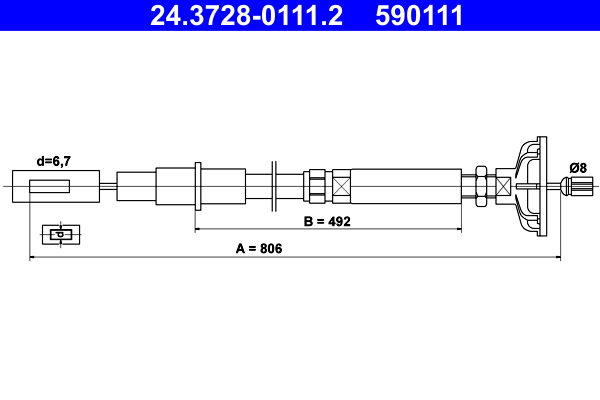 Clutch Cable - 24.3728-0111.2 ATE